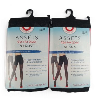 Spanx Assets Women's Textured Lace Zigzag Tights 2 Pack Size 4D Black